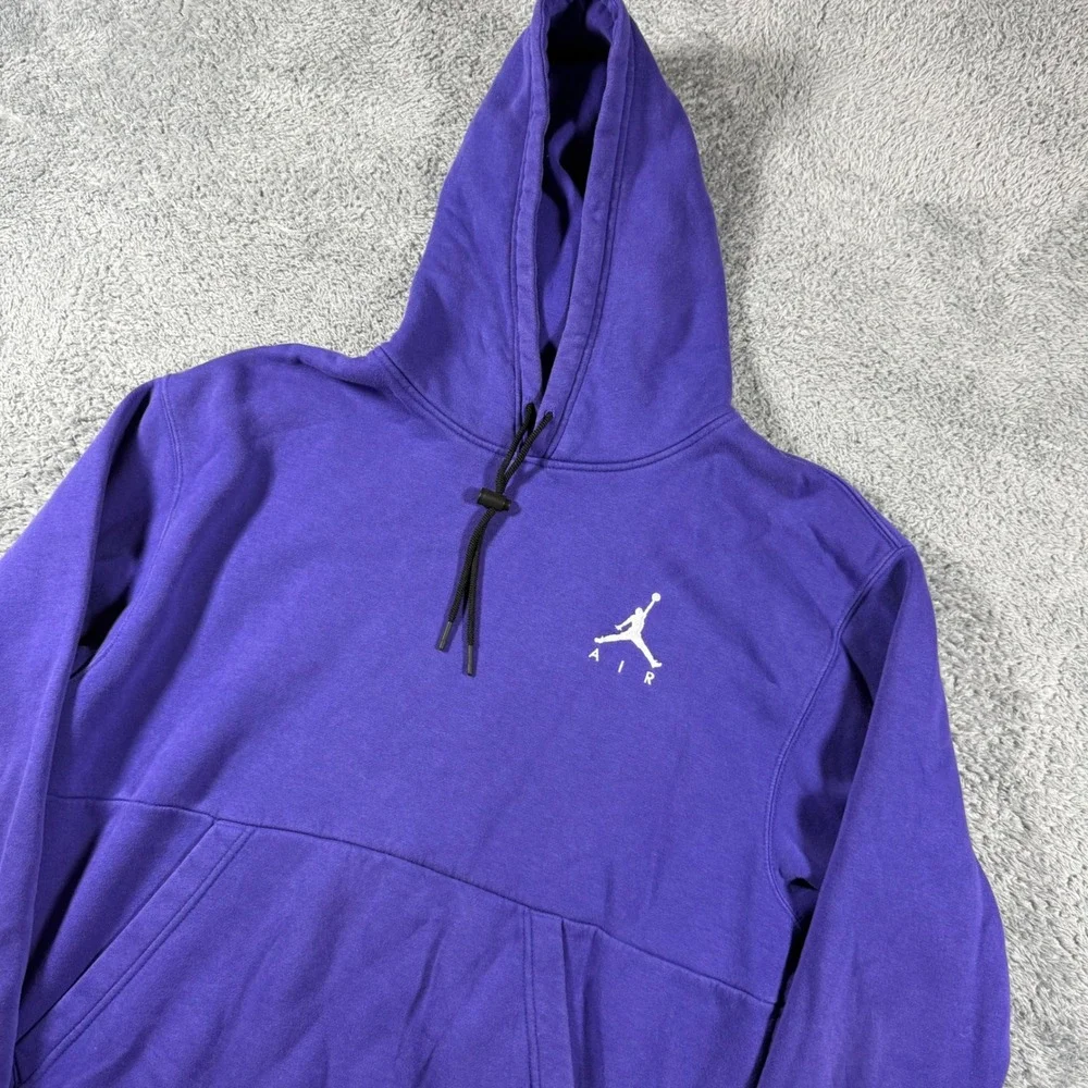 Jordan Hoodie Men Large Purple Jumpman Air Fleece Pullover Sweatshirt Embroidere